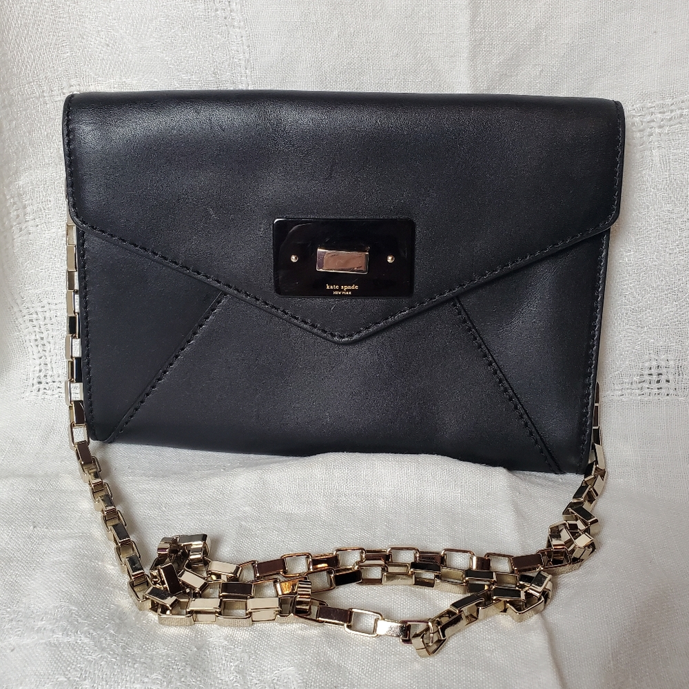 Kate Spade Black and Gold Leather Crossbody Purse